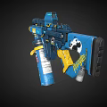 Blue and Yellow Toy Gun Blaster With Pringles Can And Cartoon Design