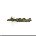 Modern Decorative Arrangement With Wooden Plank Stones Fresh Green Moss And Natural Elements
