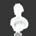 Woman Marble Bust Statue With Curly Hair And Draped Clothing Design