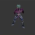 Sci Fi Warrior Character With White Blue Silver Biomechanical Armor Dynamic Standing Pose