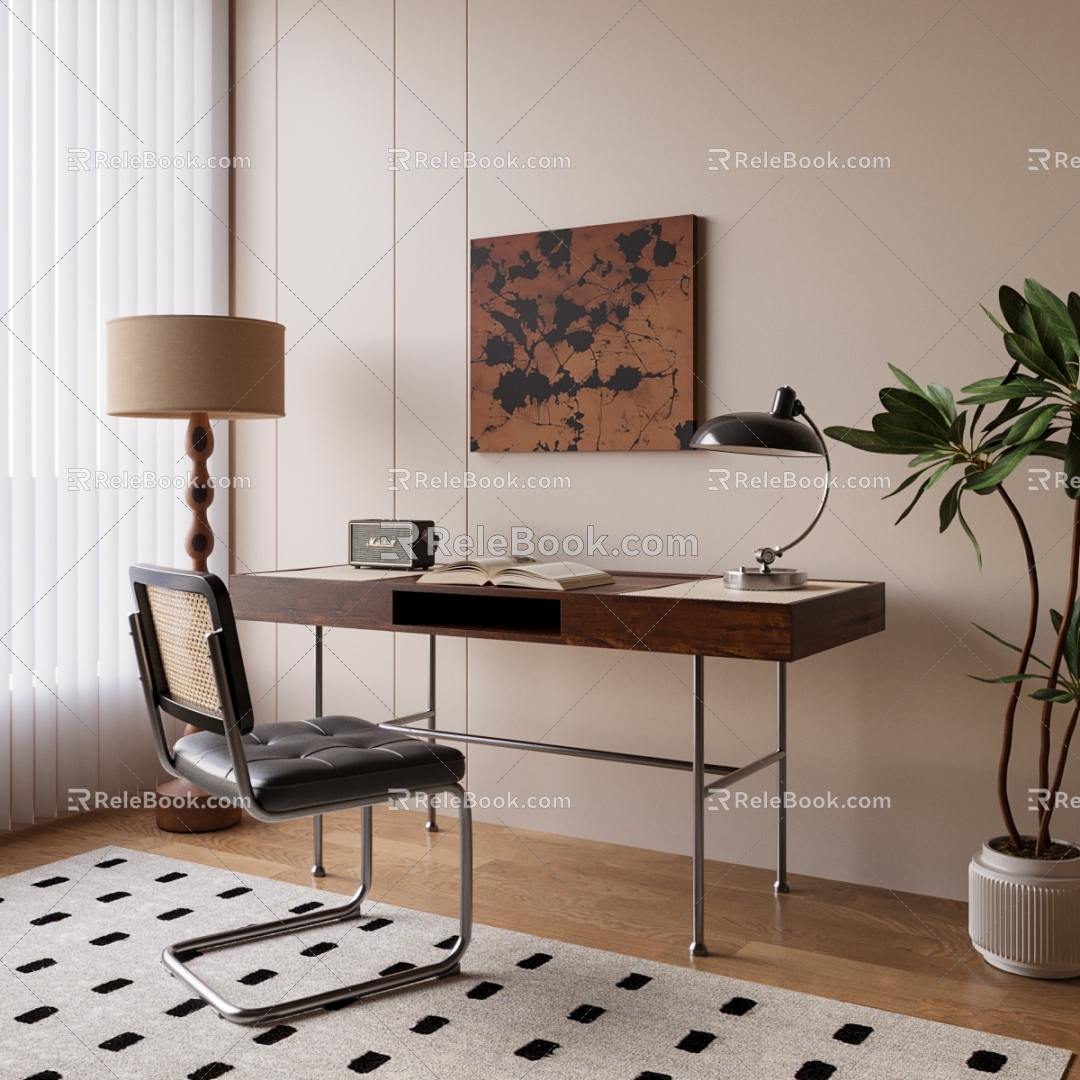 Quiet desk and chair combination 3d model