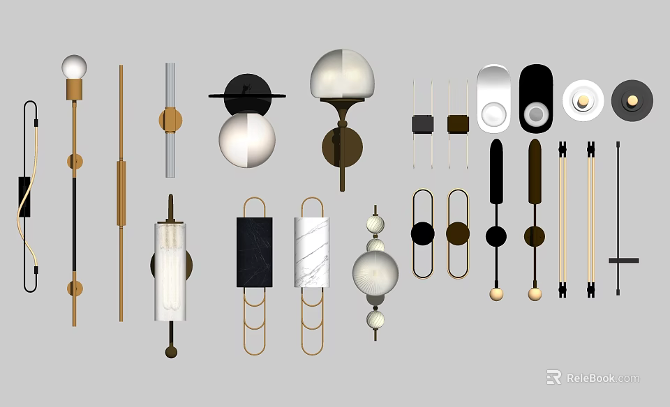 Modern Wall Lamps With Various Designs And Materials For Home Decoration 3d model 