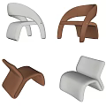 Four Modern Minimalist Leisure Chairs With Curved Design In White And Brown
