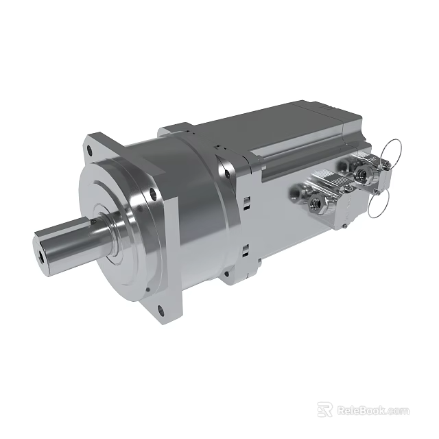 Stainless Steel Industrial Precision Mechanical Component With Shaft And Mounting Brackets 3d model 