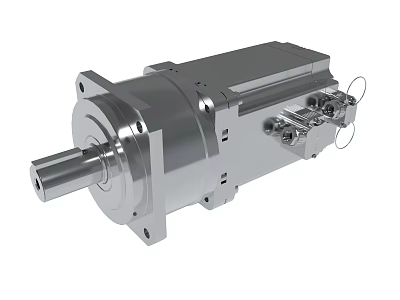 Stainless Steel Industrial Precision Mechanical Component With Shaft And Mounting Brackets 3d model