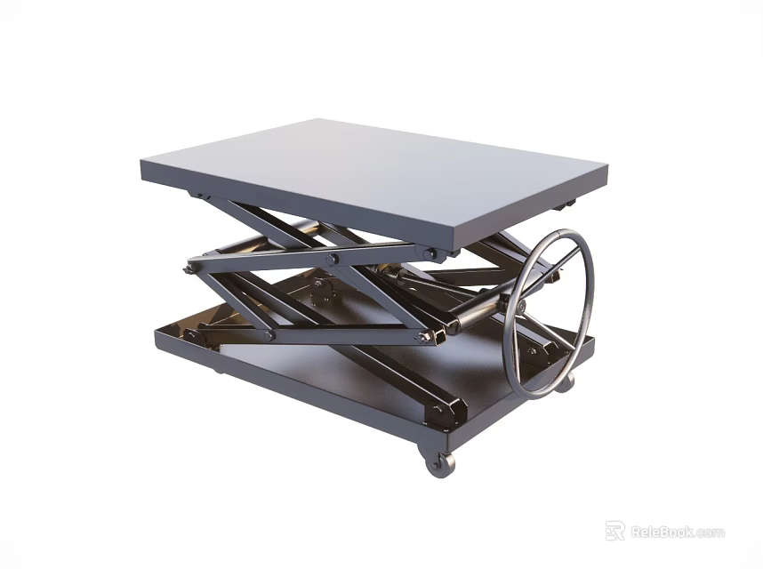 Hydraulic Mobile Scissor Lift Table With Metal Frame And Flat Top Surface 3d model 