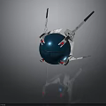 Futuristic Blue Spherical Spaceship With White Structural Wings For Space Exploration Missions 3d model