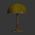 Yellow Table Lamp Featuring Red Yellow Textured Pole Round Gourd Shaped Shade And Yellow Base
