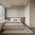 Modern Cream Bedroom 3d model