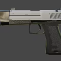 Modern Pistol With Silver Metallic Body Black Grip And Sleek Contemporary Design