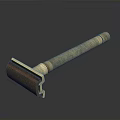 Vintage Design Safety Razor With Green Textured Handle And Brass Accents As Household Essential