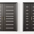 Multiple Dark Colored Swing Doors with Panel Designs and Metal Handles for Home Interiors