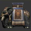 Decorative Elephant Shaped Furniture With Colorful Carved Patterns And Square Top