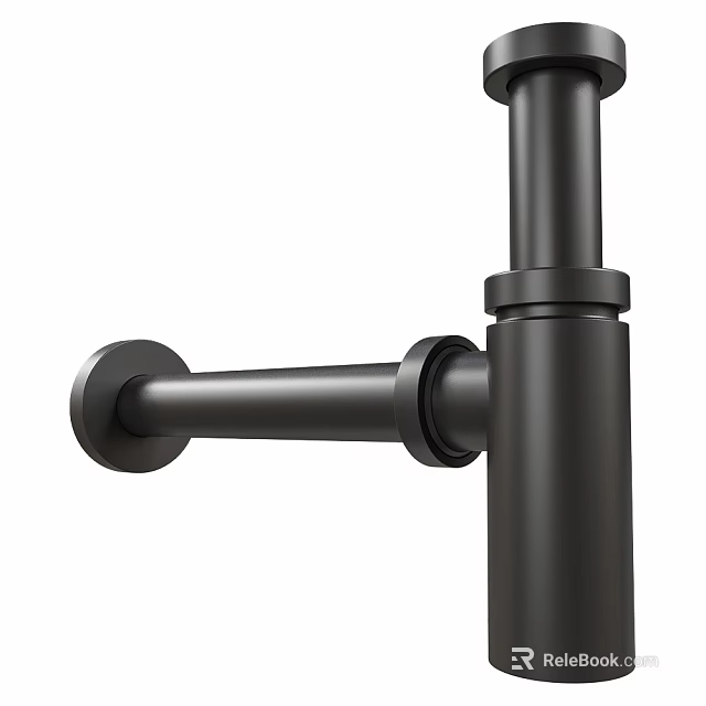 Modern Washbasin Design With Black Faucet And Curved Metal Handles 3d model 