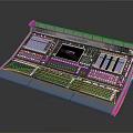 Professional Electronic Audio Mixing Console With Digital Display Colorful Faders And Control Panel 3d model