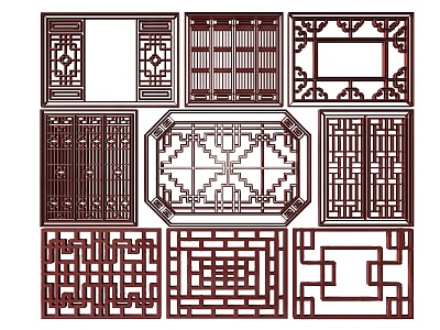 New Chinese Style Flower Lattice Window Carved Hollow Carved Window Corner Carved Gypsum Line Carved Window Pattern Carved model