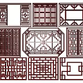 New Chinese Style Flower Lattice Window Carved Hollow Carved Window Corner Carved Gypsum Line Carved Window Pattern Carved 3d model