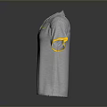 Gray Polo Shirt With Yellow Cuff And Collar Details For Daily Use