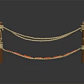 Wooden Rope Bridge With Decorative Posts And Plank Structure 3d model