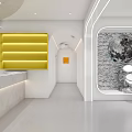 Modern Clubhouse Interior With Meeting Table Black Chairs Large Windows And Silver Textured Wall