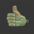 Golden Thumbs Up Shaped Decorative Accessory With Metallic Finish And Detailed Design