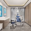 Modern Dental Clinic Interior With Dental Chair Equipment And Oral Health Posters