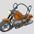 3D Model Orange and Gray Motorcycle With Round Headlight Stylish Body Design and Black Wheels