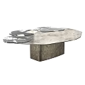 Modern Metal Coffee Table With Irregular Glossy Surface And Sturdy Square Base Design 3d model