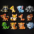 Cute Colorful Cartoon Animal Wall Decor Featuring Raccoon Fox Tiger And Squirrel Designs