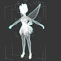 3D Game Movie Fairy Character With Blonde Hair Green Dress Transparent Wings And White Shoes