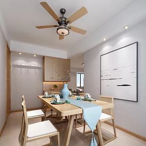 New Chinese Restaurant Ceiling Fan Dining Table Hanger Decoration Hanging Painting 3d model
