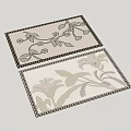 Two Square Rugs With Floral Patterns On Wooden Floor Interior Design 3d model