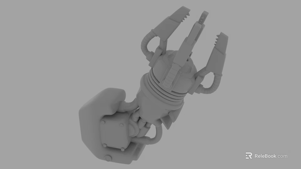 Mechanical Sculpture Carving With Robotic Arm And Claw Structure Gray 3d model 