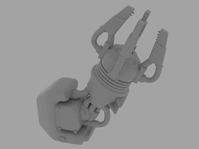 Mechanical Sculpture Carving With Robotic Arm And Claw Structure Gray 3d model