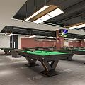Modern Billiard Room Interior With Tables And Chairs 3d model