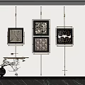 Modern Interior With Black White Geometric Wall Art And Vase With Branches