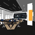 Control Room Interior Design with Large Screen Display Multiple Workstations and Computers 3d model