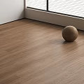 Modern Wooden Floor Interior with White Wall Window and Round Wooden Ball