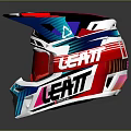 Modern LEATT Motorcycle Helmet Featuring Colorful Design And Red Visor