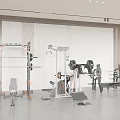 Modern Gym Workout Space With Various Strength Training Equipment And Barbells