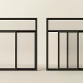 Modern Black Frame Windows With Different Glass Pane Designs And Sizes 3d model