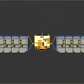 Experimental Equipment With Solar Panels And Central Orange Liquid Container On Gray Background