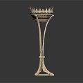 Elegant Antique Gold Candelabra With Tall Pedestal Base And Multiple Candle Holders