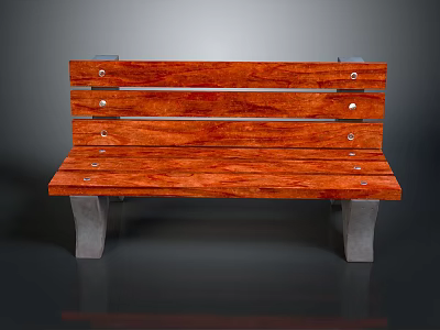 Sturdy Wooden Bench With Smooth Wood Grain And Metal Support Legs 3d model