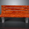 Sturdy Wooden Bench With Smooth Wood Grain And Metal Support Legs