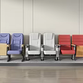Modern Upholstered Seats In Blue Gray Red Colors With Armrests And Storage Pouch