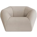 Modern Beige Single Sofa With Curved Armrest And Upholstered Fabric Design 3d model