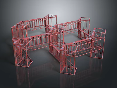 Heavy Duty Red Steel Scaffolding Equipment Frame For Construction Support Structures 3d model