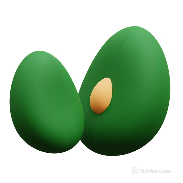 Fresh Green Halved Avocado with Seed and Smooth Flesh in Vibrant Hue 3d model 