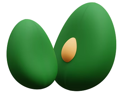 Fresh Green Halved Avocado with Seed and Smooth Flesh in Vibrant Hue 3d model